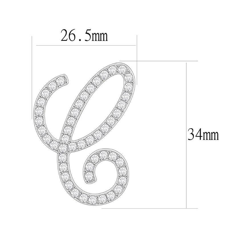 Rhodium Brass Brooches with Top Grade Crystal in Clear