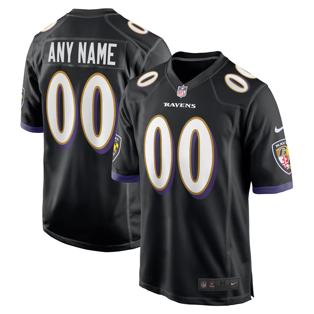 Baltimore Ravens Black Alternate Custom Game Jersey
