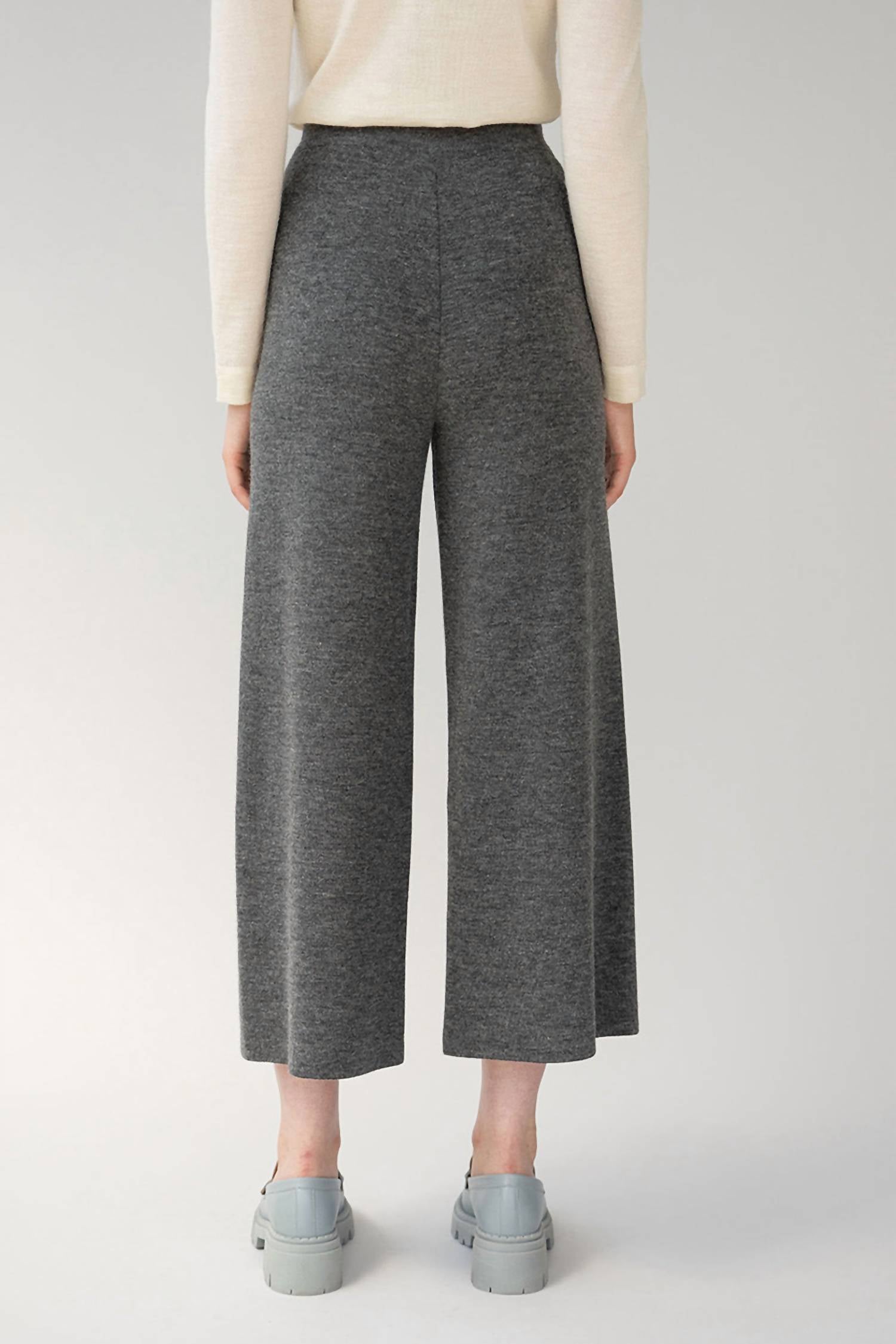 Wide Leg Trousers In Shadow Grey Heather