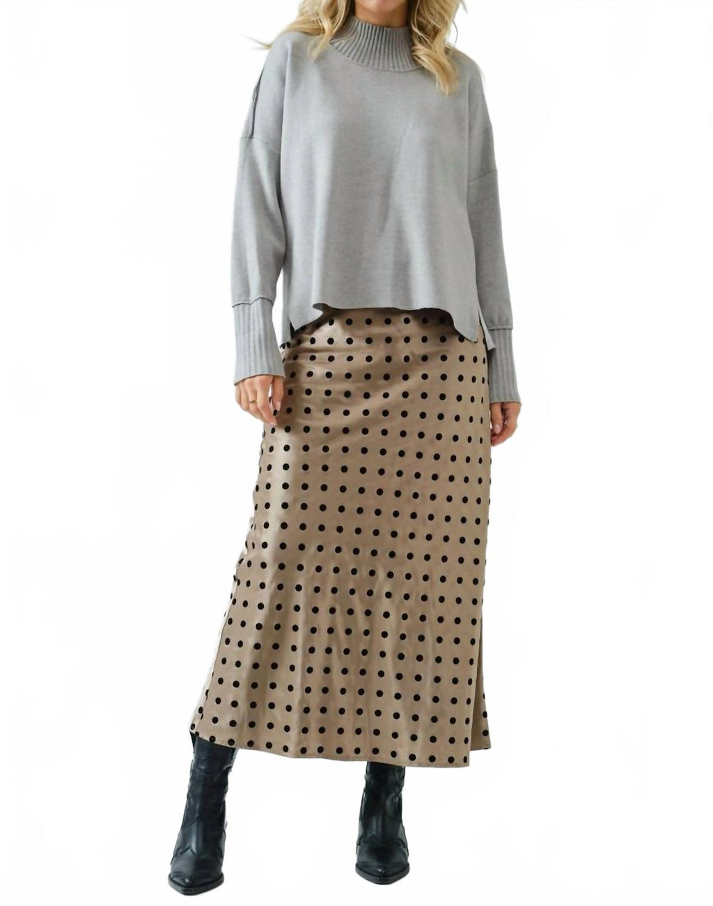 Dotty Midi Skirt In Espresso