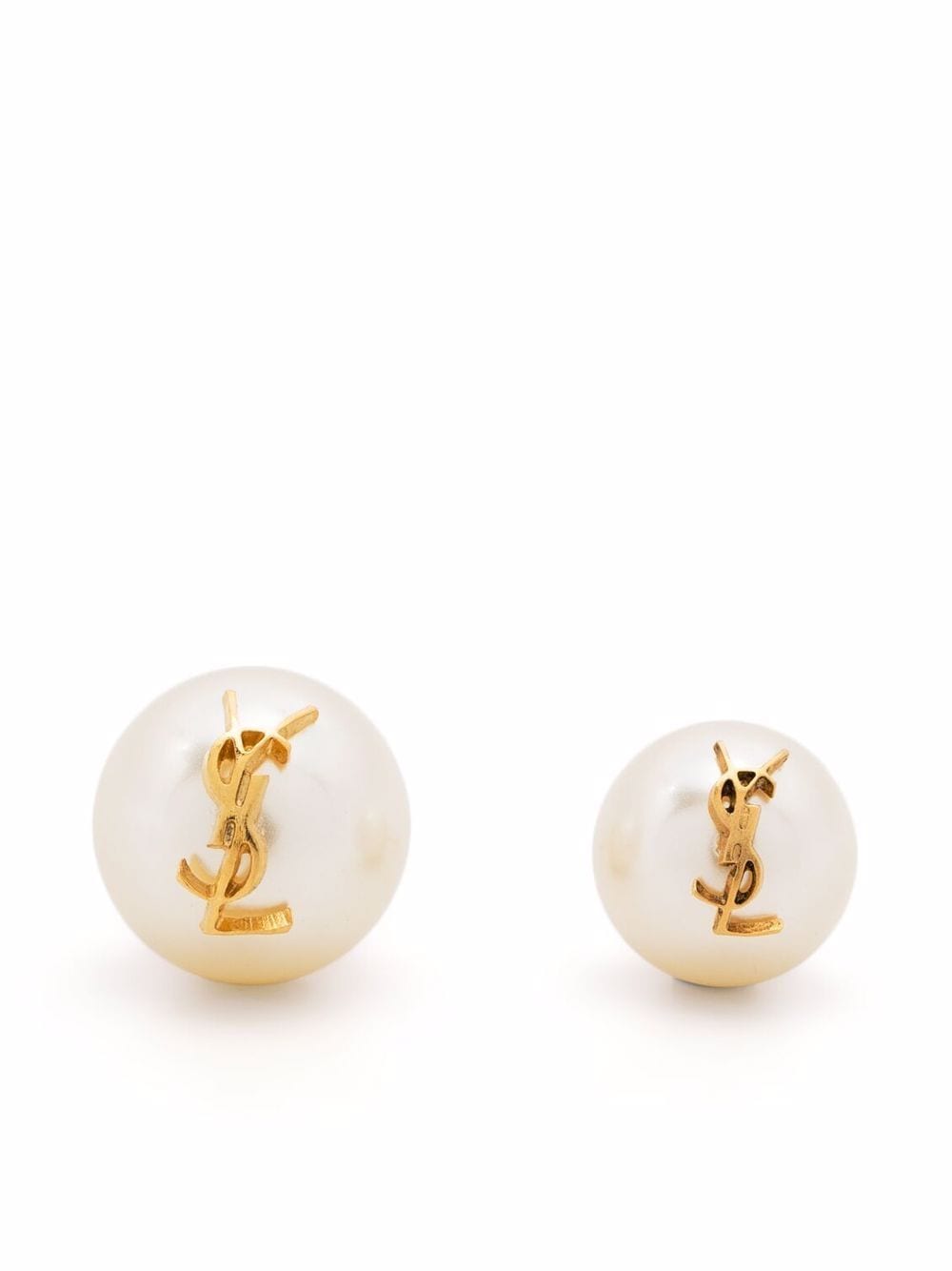 Saint Laurent Women Cassandre Pearl Asymmetric Earrings