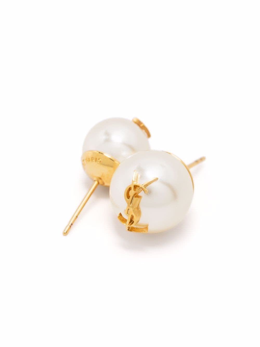 Saint Laurent Women Cassandre Pearl Asymmetric Earrings