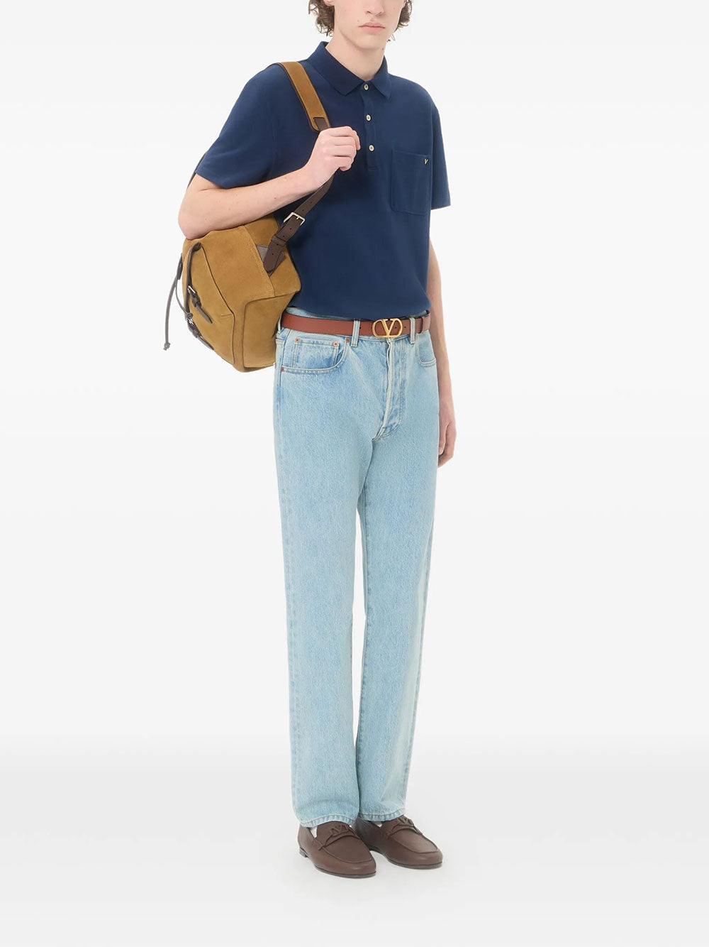 Valentino Garavani Men Valentino Polo Shirt In Cotton Piqué With Vgold