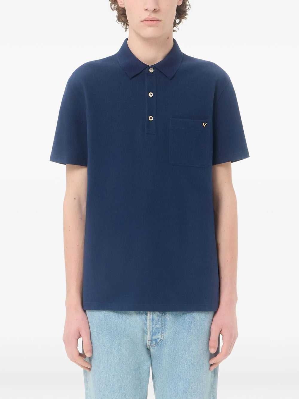 Valentino Garavani Men Valentino Polo Shirt In Cotton Piqué With Vgold