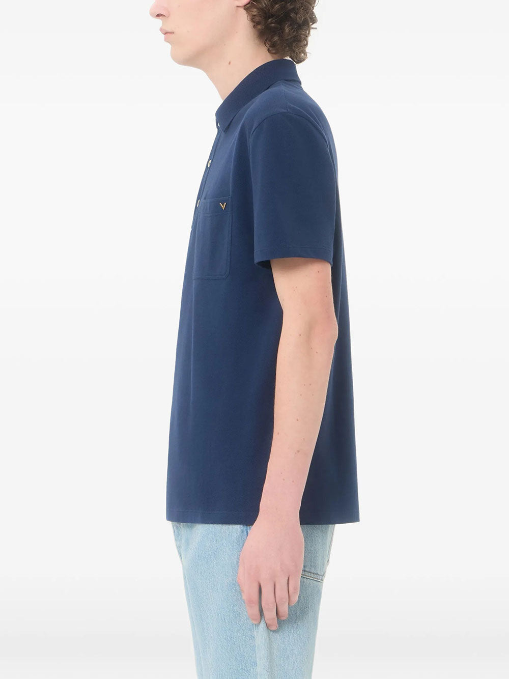 Valentino Garavani Men Valentino Polo Shirt In Cotton Piqué With Vgold