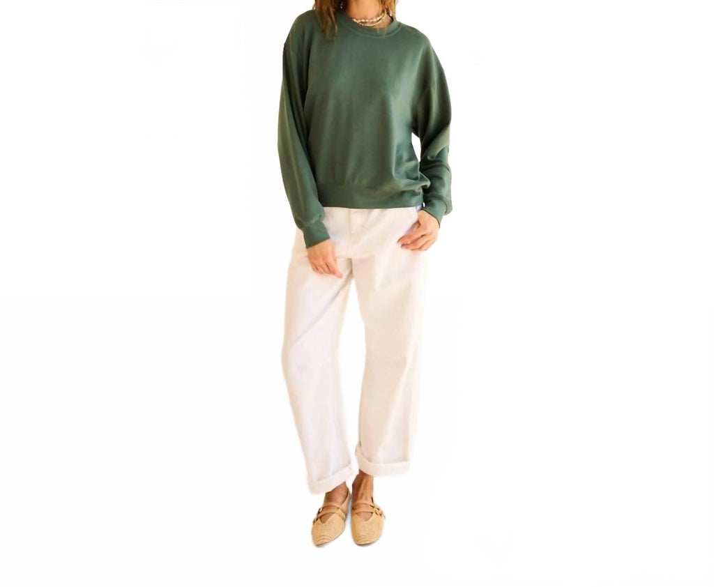 Sweater Pullover With Zipper On Sleeve In Sea Green
