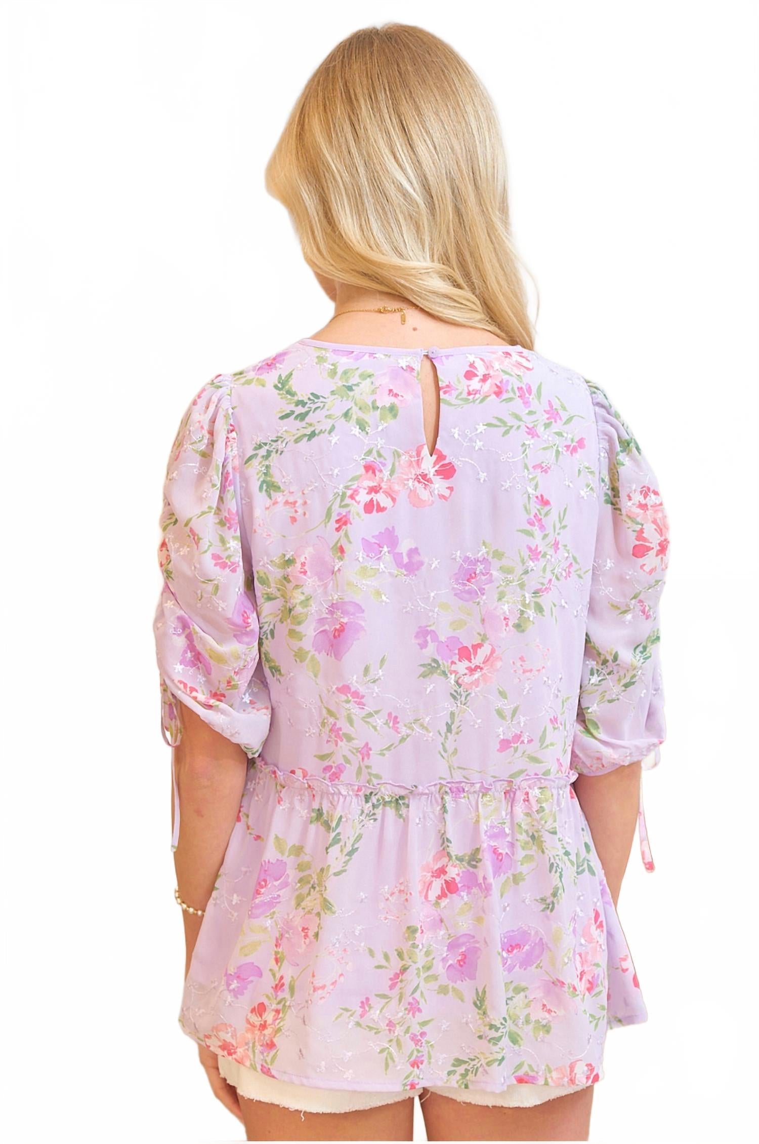 Sweet Pea Drop Waist Top In Pink Multi