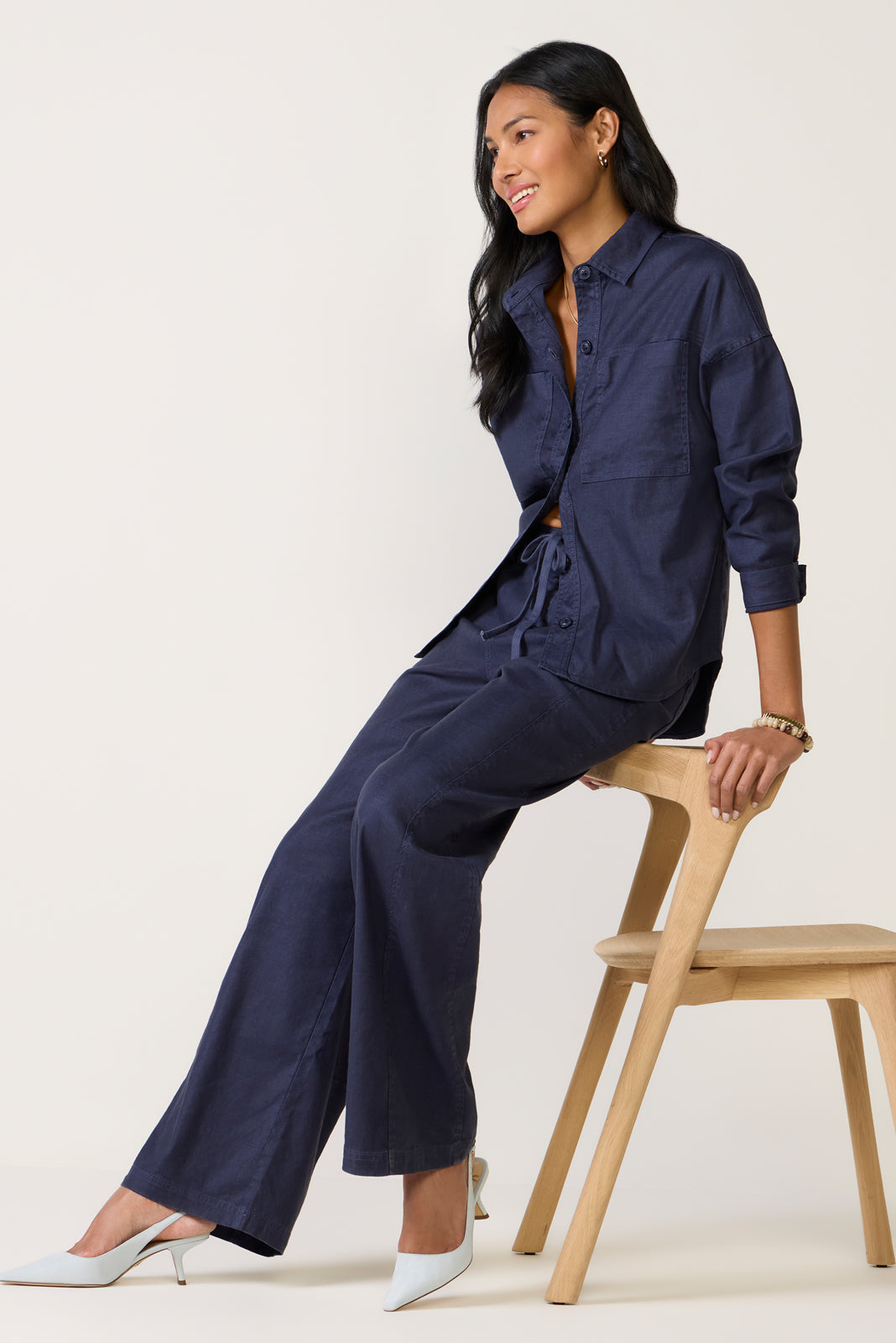 Women's Joelle Stretch Linen Trouser with Tie Waist Pants