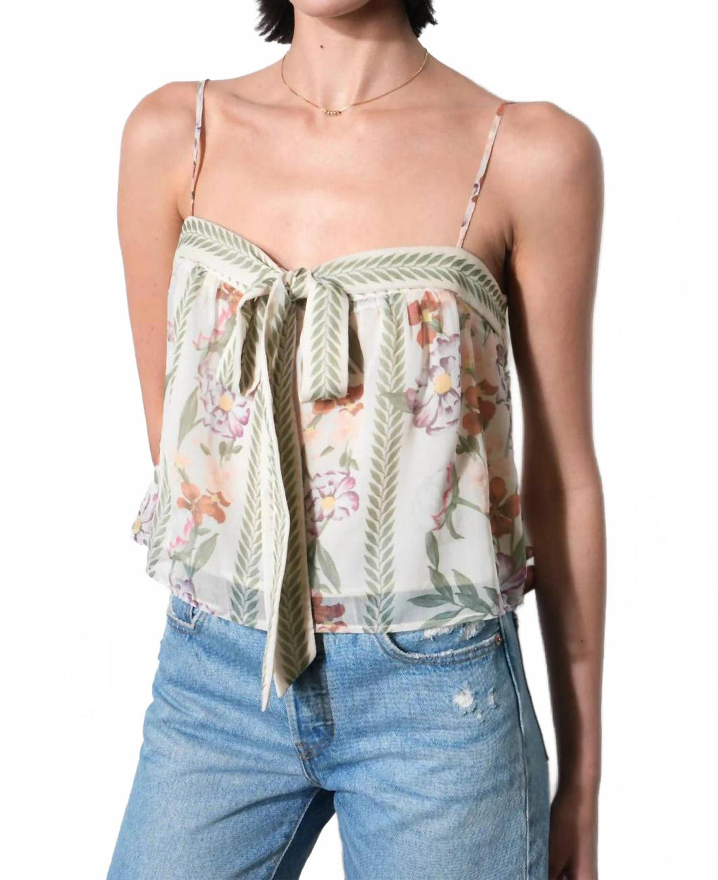Taylor Tie Front Top In Ivory Combo