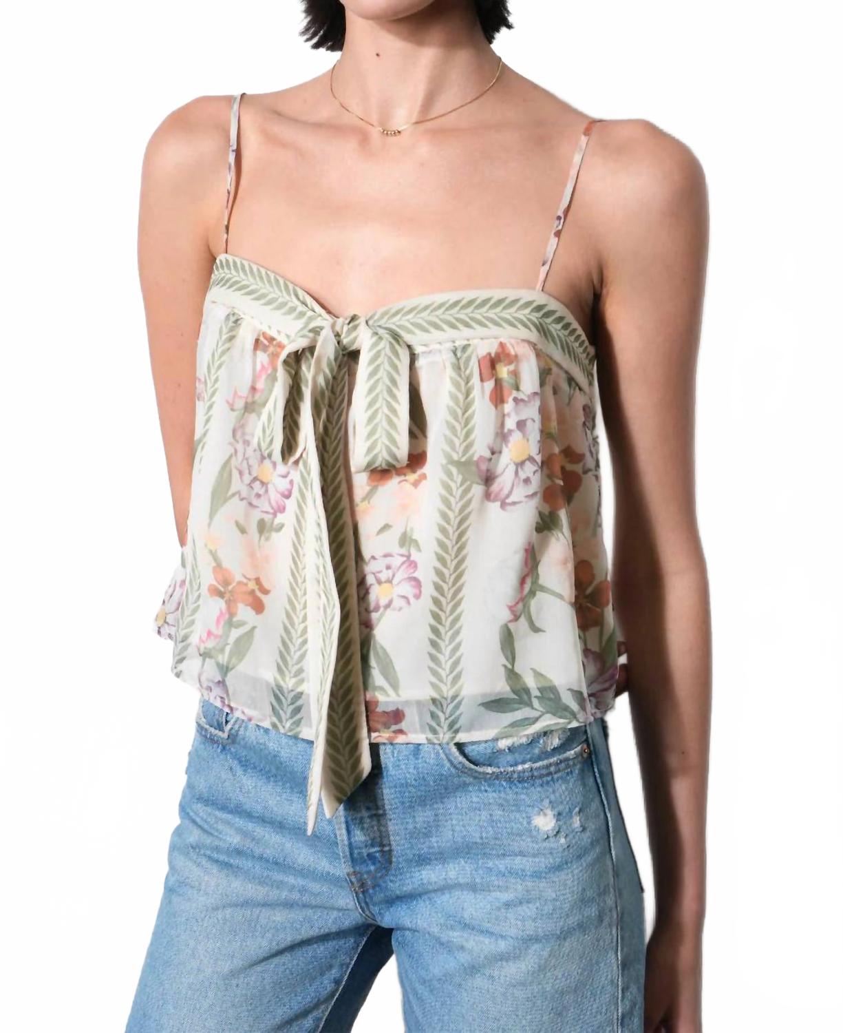 Taylor Tie Front Top In Ivory Combo