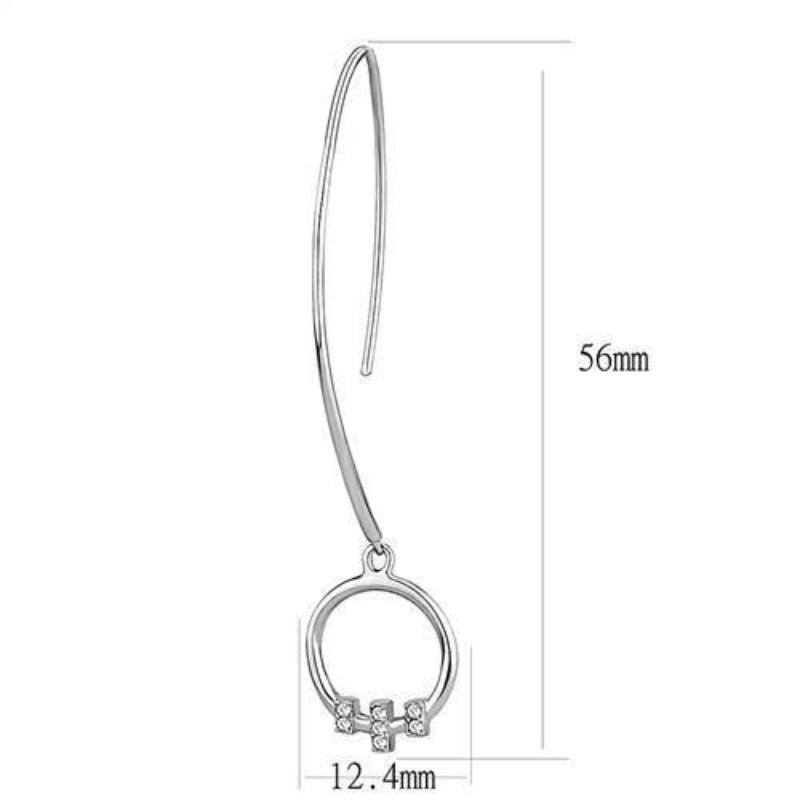 High polished (no plating) Stainless Steel Earrings with Top Grade Crystal in Clear
