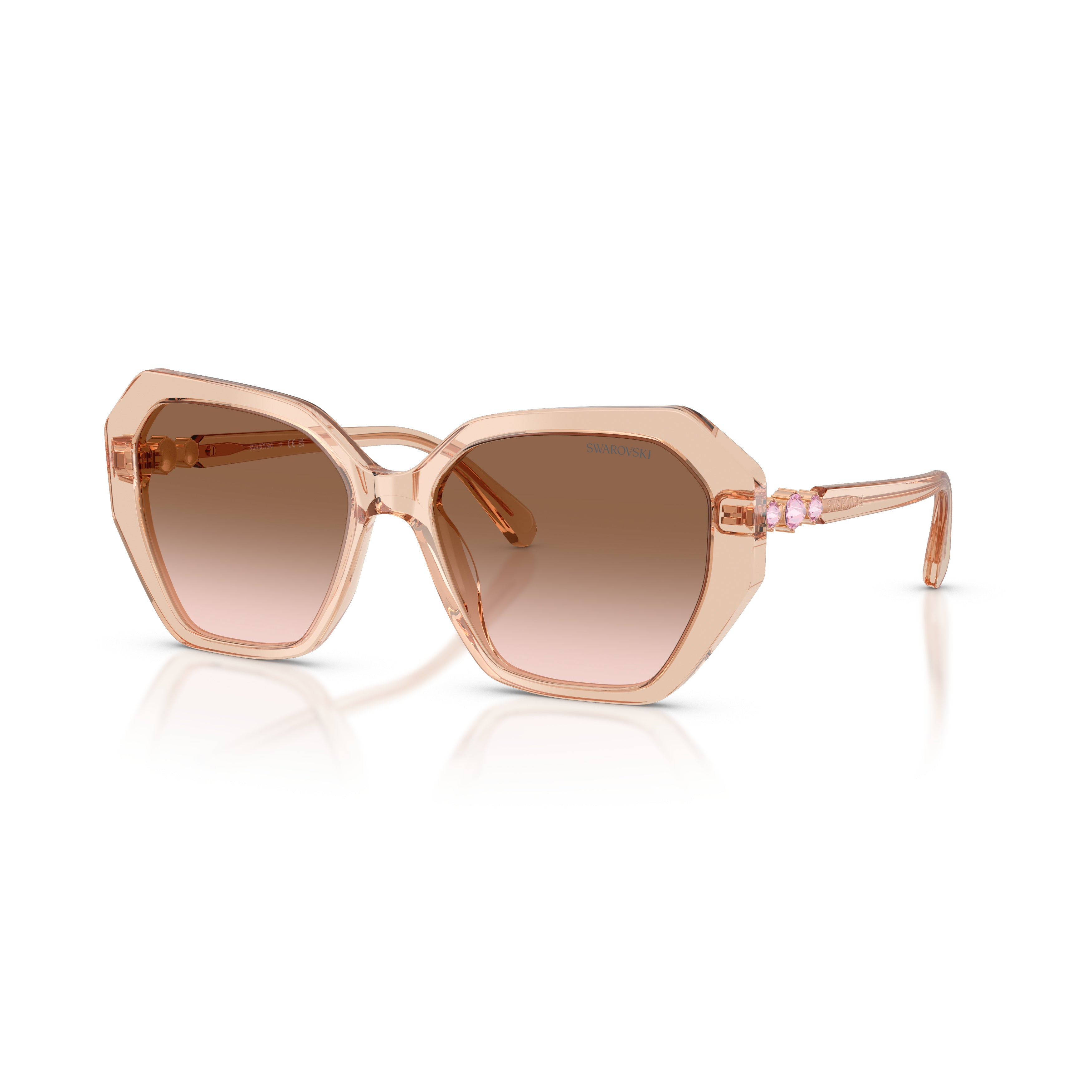 0Sk6017 Oversized Geometric Frame Sunglasses with Crystal Embellishments
