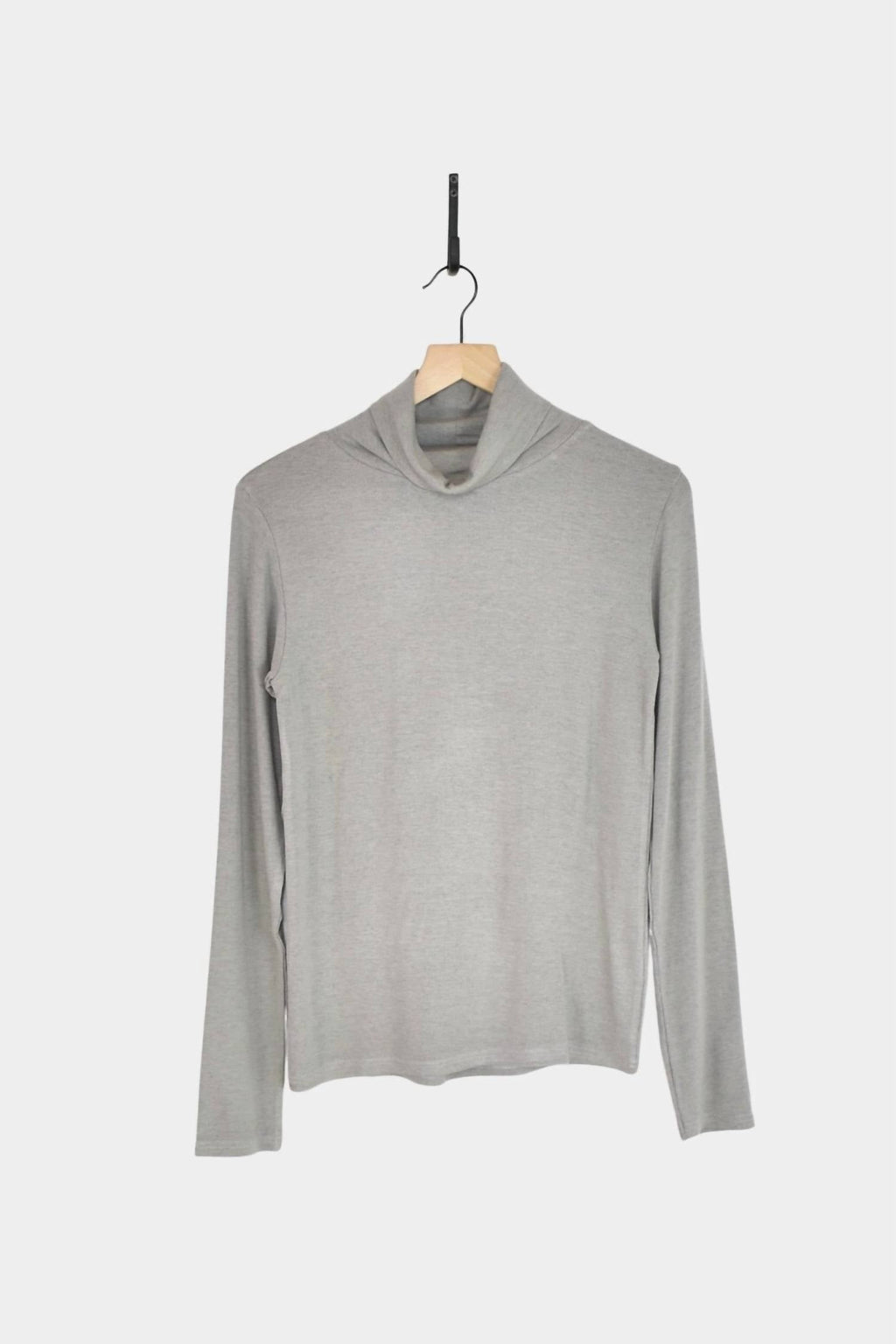 Women Rib Turtle Neck Top In Gray