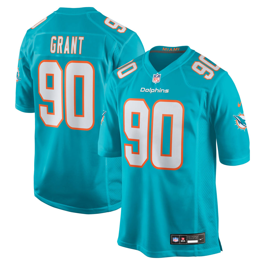Miami Dolphins Kenneth Grant Aqua 2025 NFL Draft First Round Pick Game Jersey