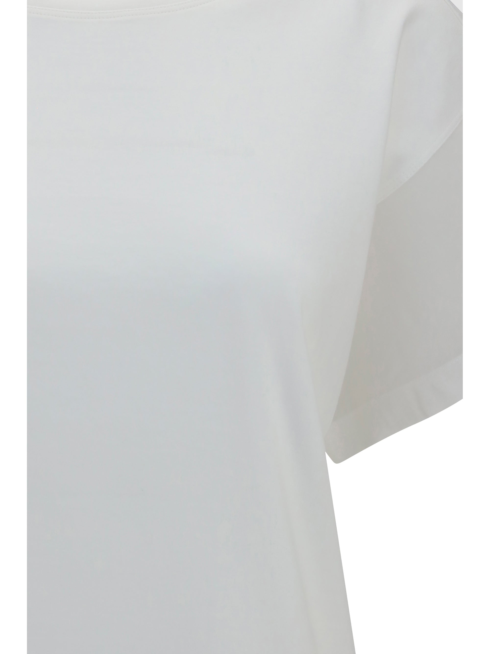 Brunello Cucinelli Women Cotton T-Shirt With Sheer Sleeves And Side Panels