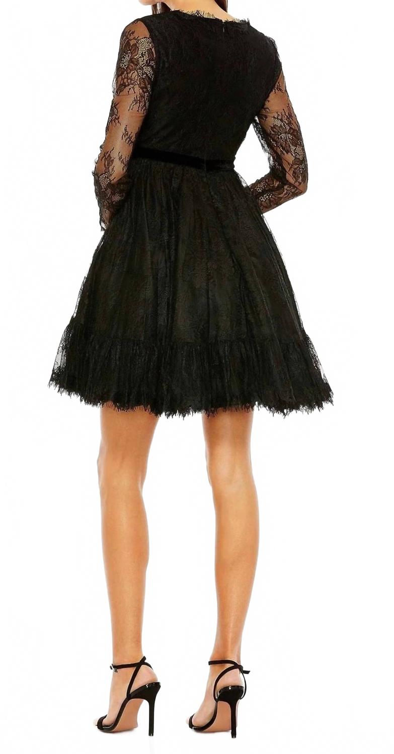 Lace Long Sleeve Dress In Black