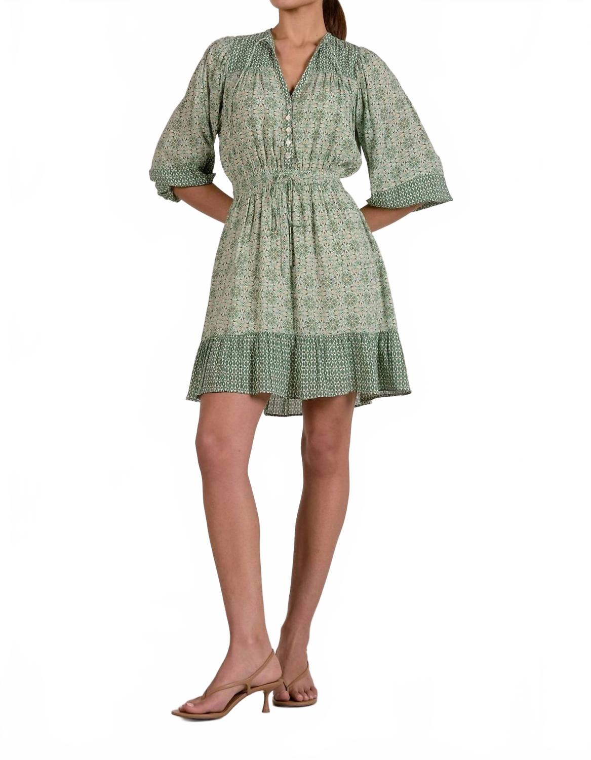 Millie Boho Mini Dress In Green