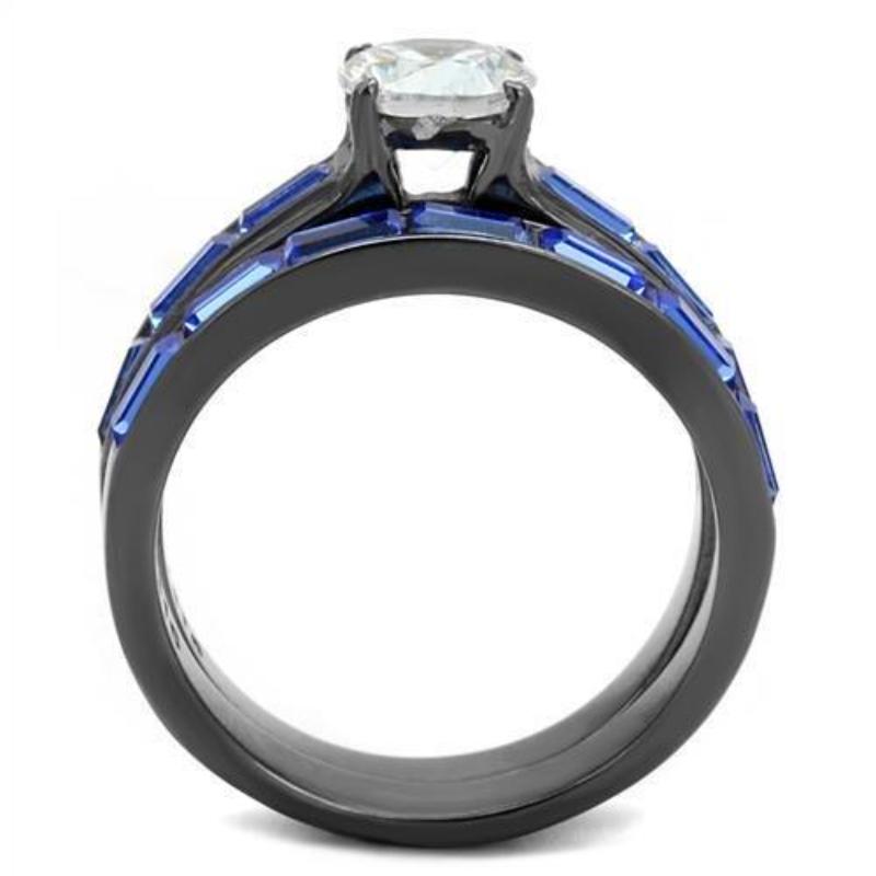 IP Light Black Stainless Steel Ring with AAA Grade CZ in Clear