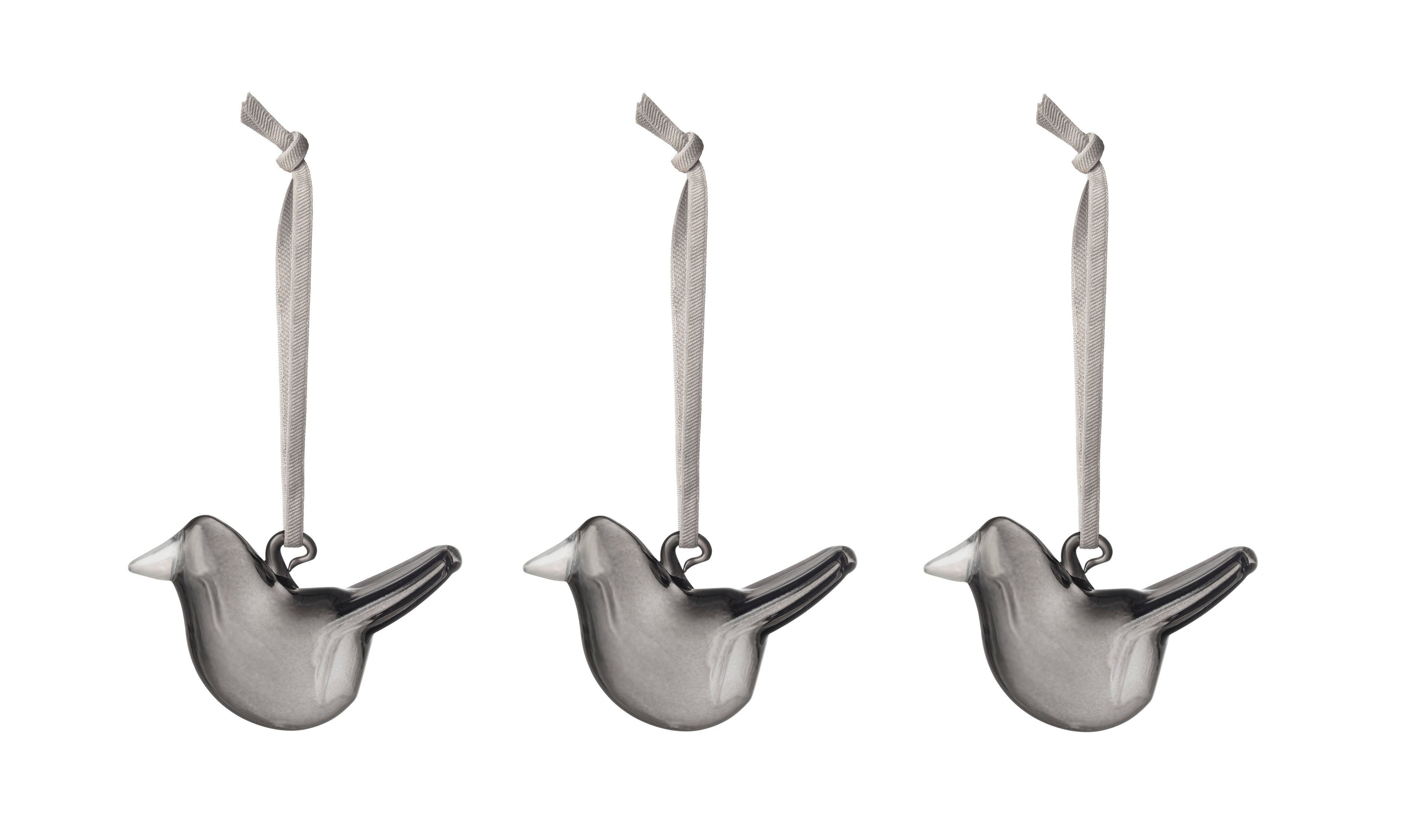 Oiva Toikka Collection Mini glass birds grey 3set