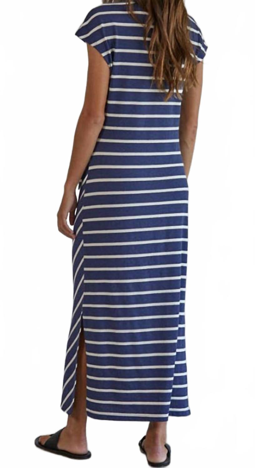 Hudson Striped Maxi Dress In Navy/white