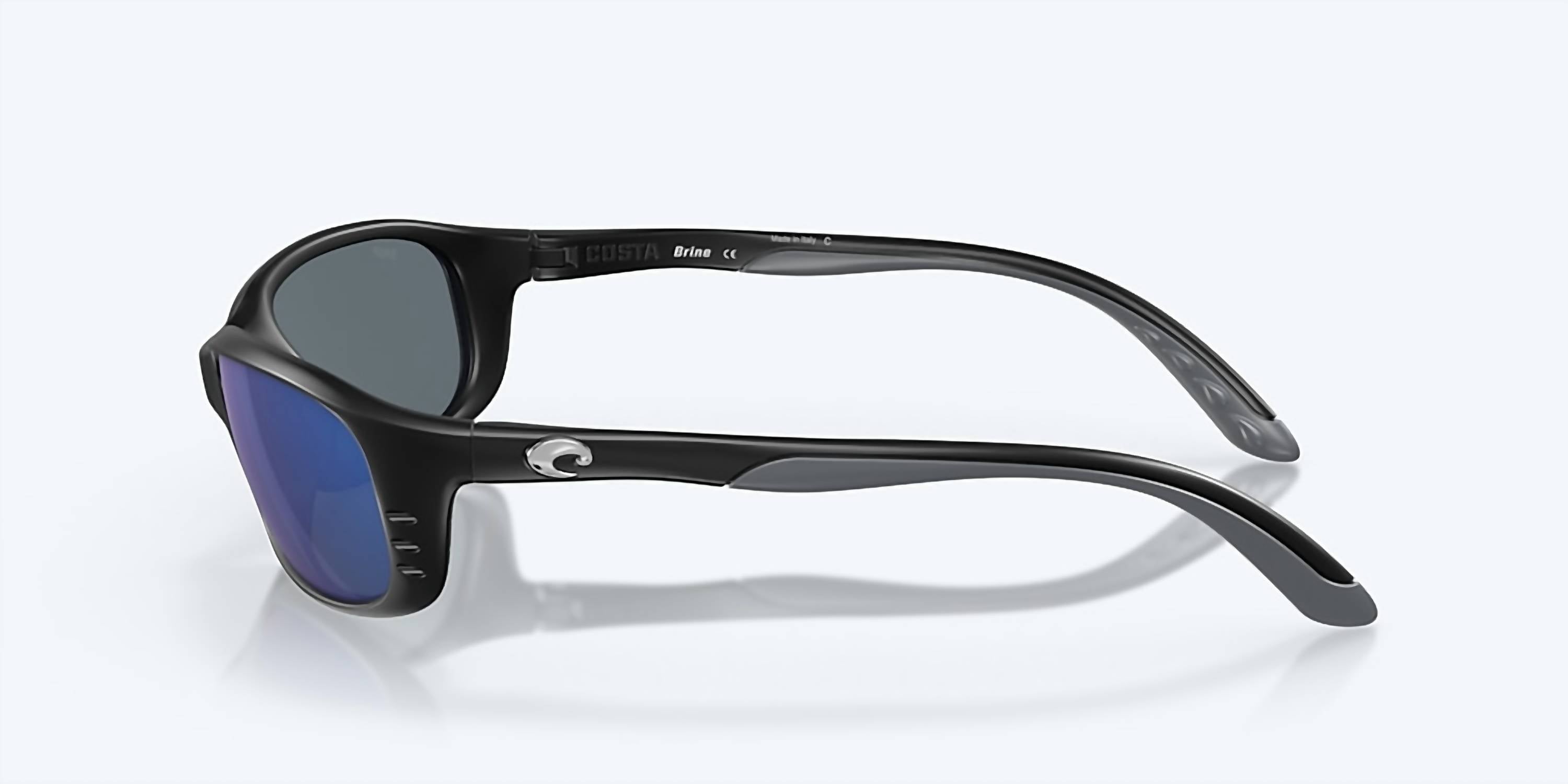 Men's Brine Reader Rectangular Polarized Sunglasses In Matte Black/blue Mirror