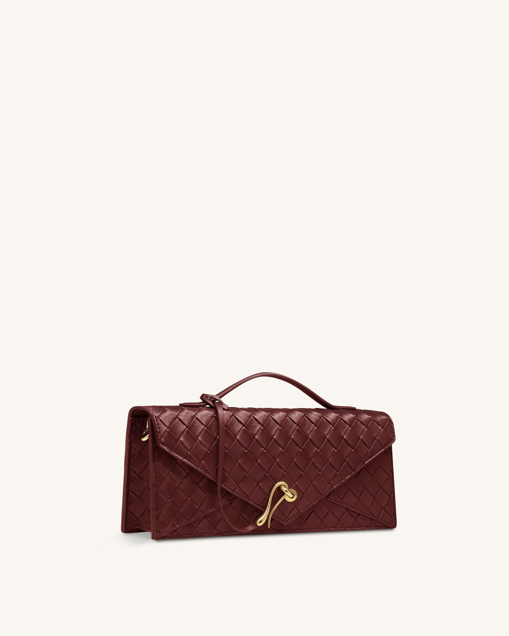 Celeste Woven Textured Envelope Top Handle Bag - Burgundy