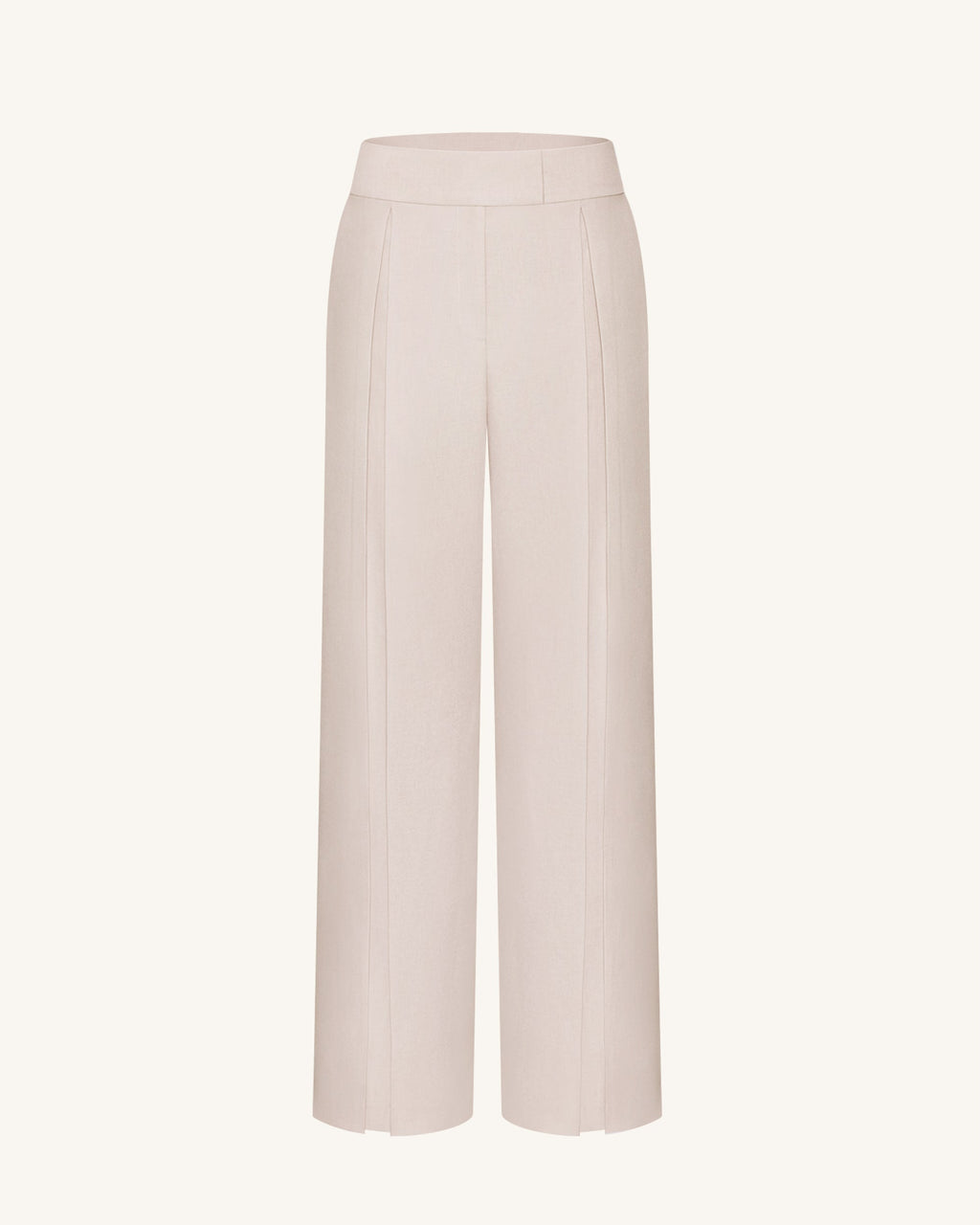 Pleated Wide-Leg Trousers - Beige