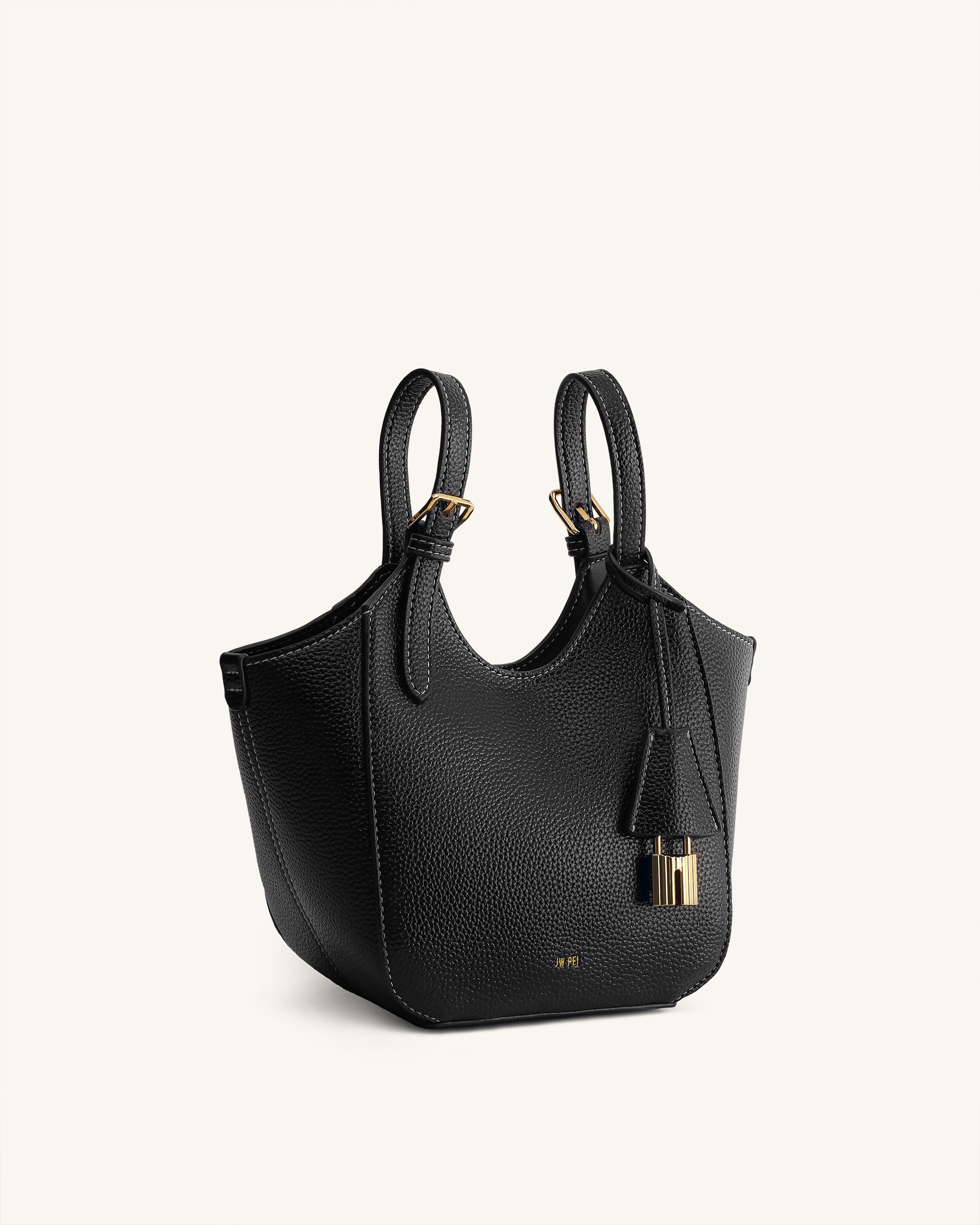 Ines Padlock Tote Bag - Black