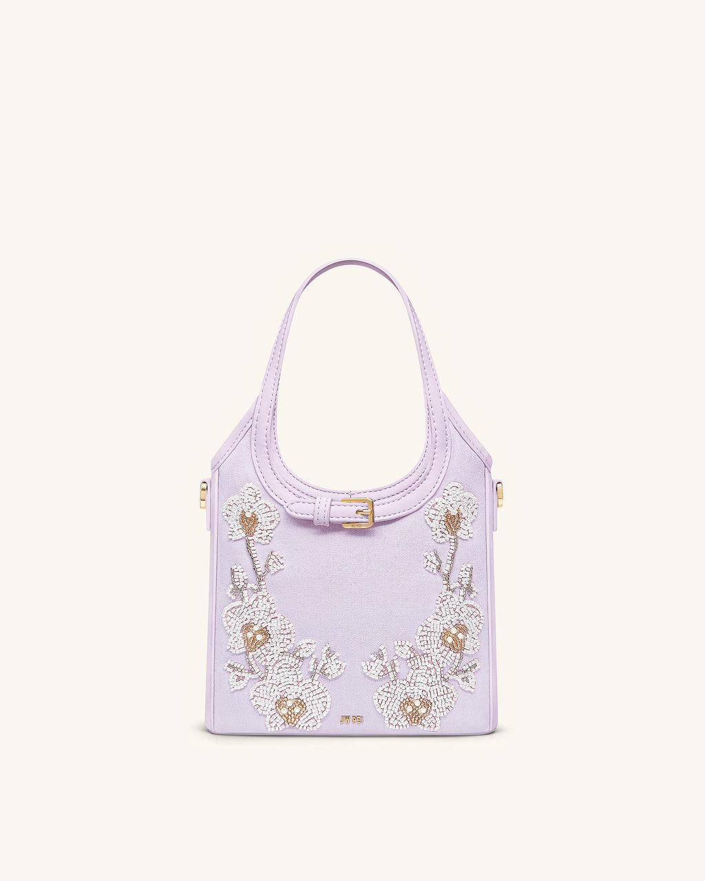 Brooke Mini Belted Embellished Orchid Beaded Top Handle Bag - Lavender