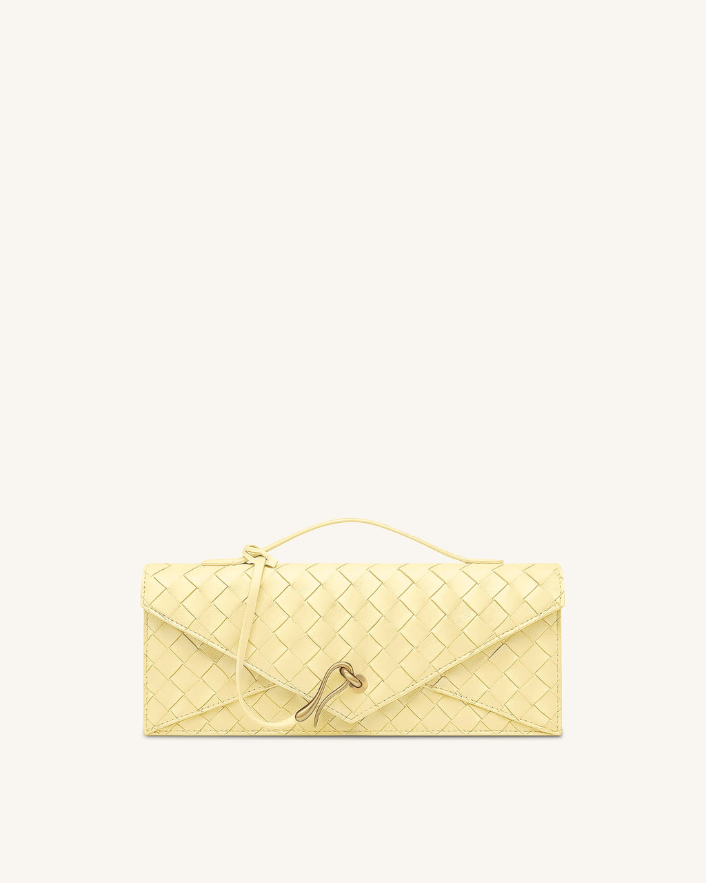Celeste Woven Textured Envelope Top Handle Bag - Yellow