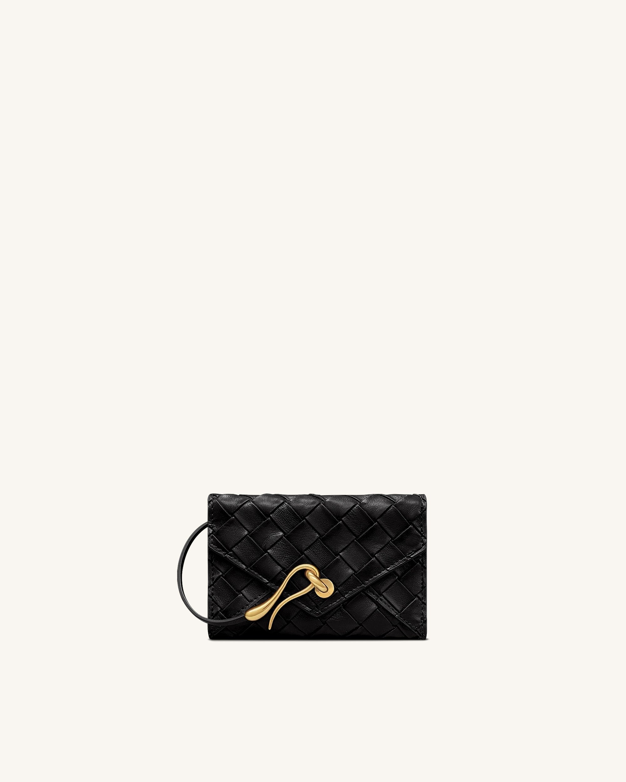 Celeste Woven Textured Envelope Wallet - Black