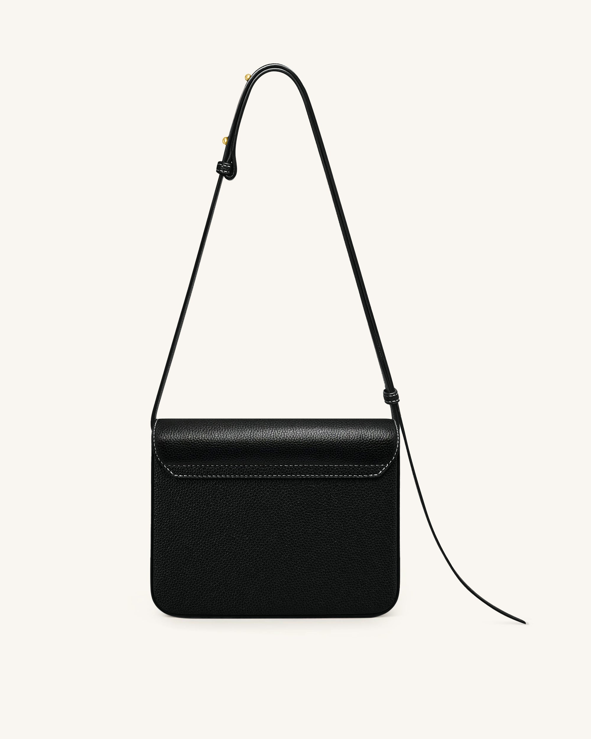 Evania Lock Pebbled Shoulder Bag - Black