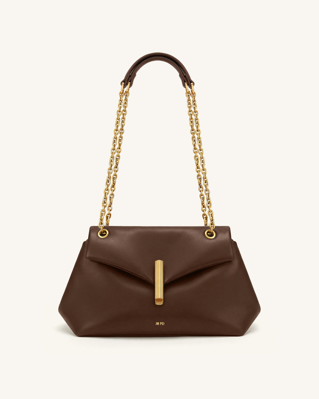 Valerie Chain Flap Shoulder Bag - Dark Brown