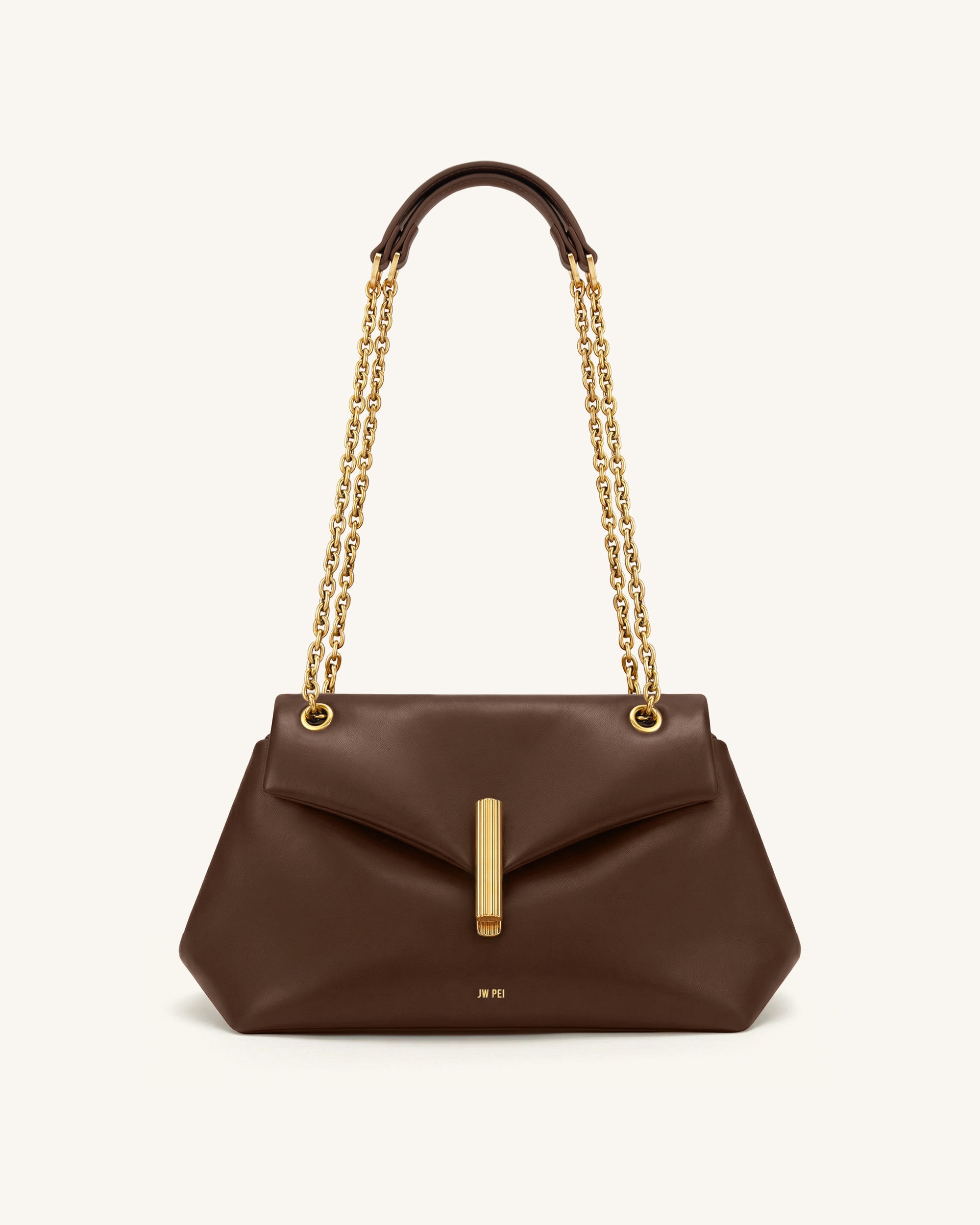 Valerie Chain Flap Shoulder Bag - Dark Brown