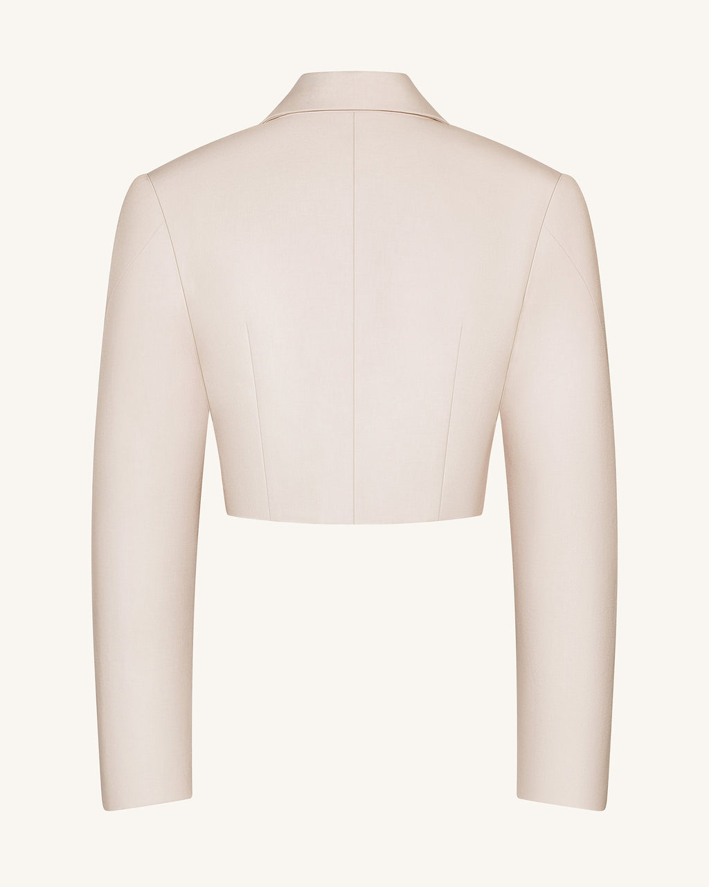 Structured Power-Shoulder Cropped Blazer - Beige
