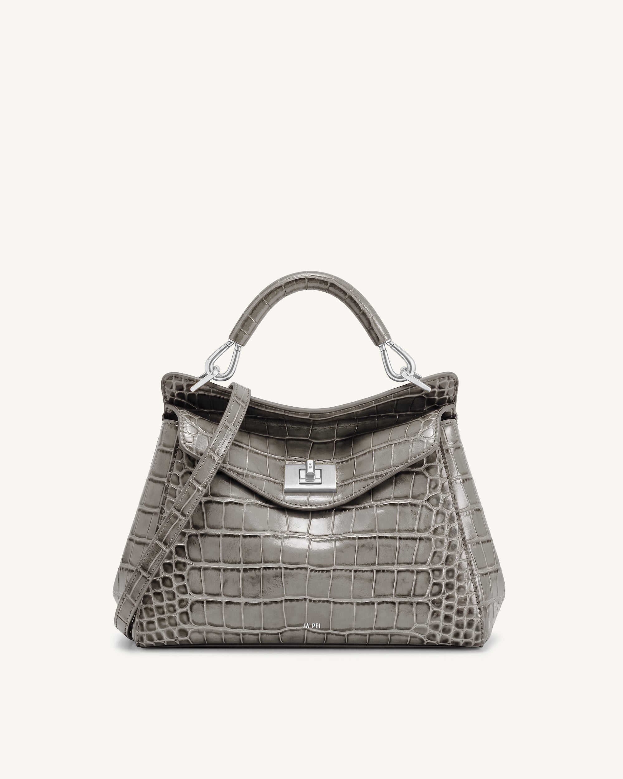 Lucia Classic Top Handle Bag - Grey Croc