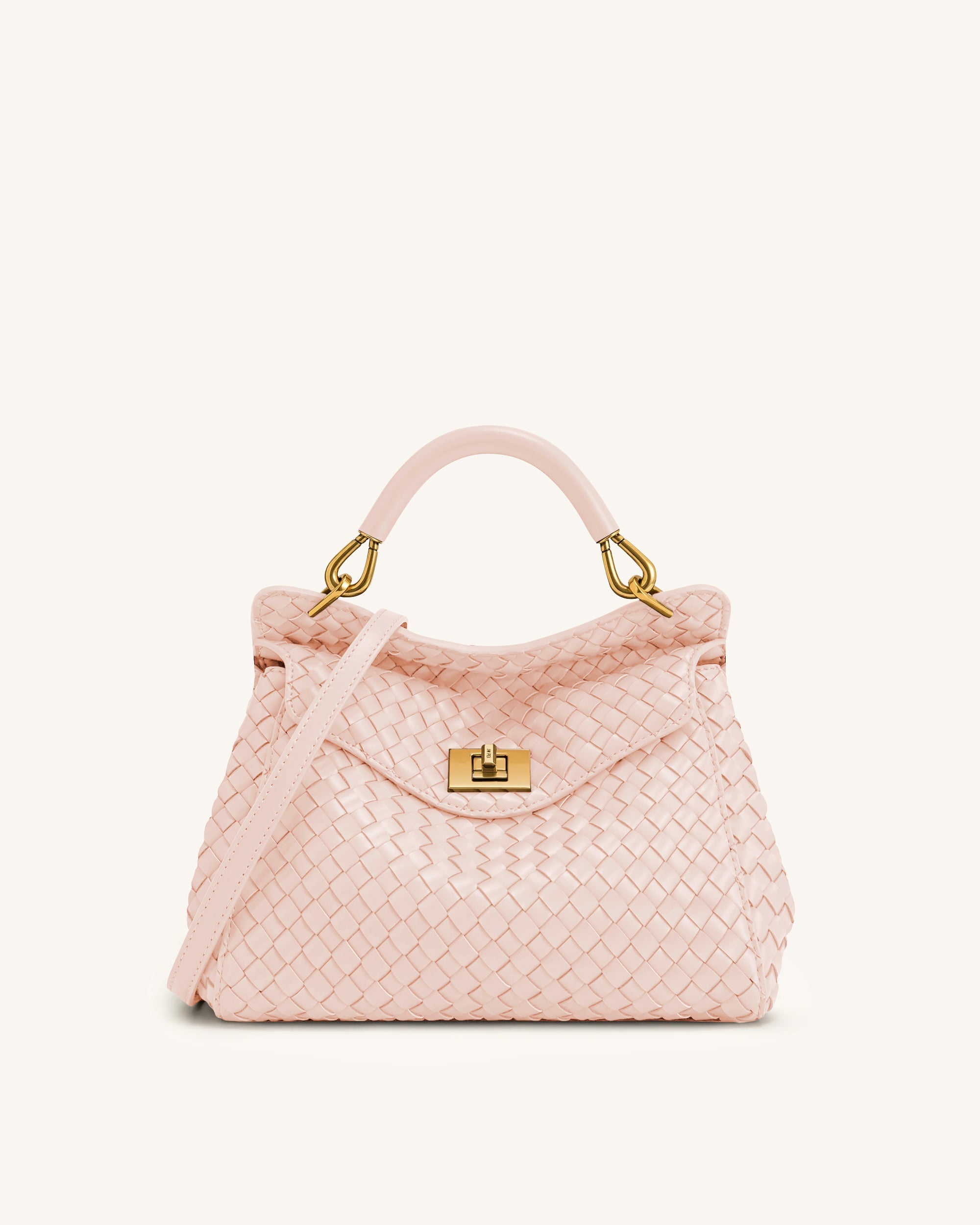 Lucia Classic Woven Top Handle Bag - Pink