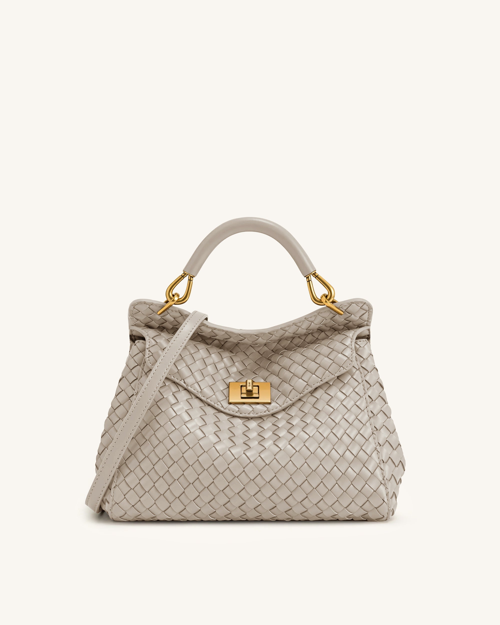 Lucia Classic Woven Top Handle Bag - Mud Gray