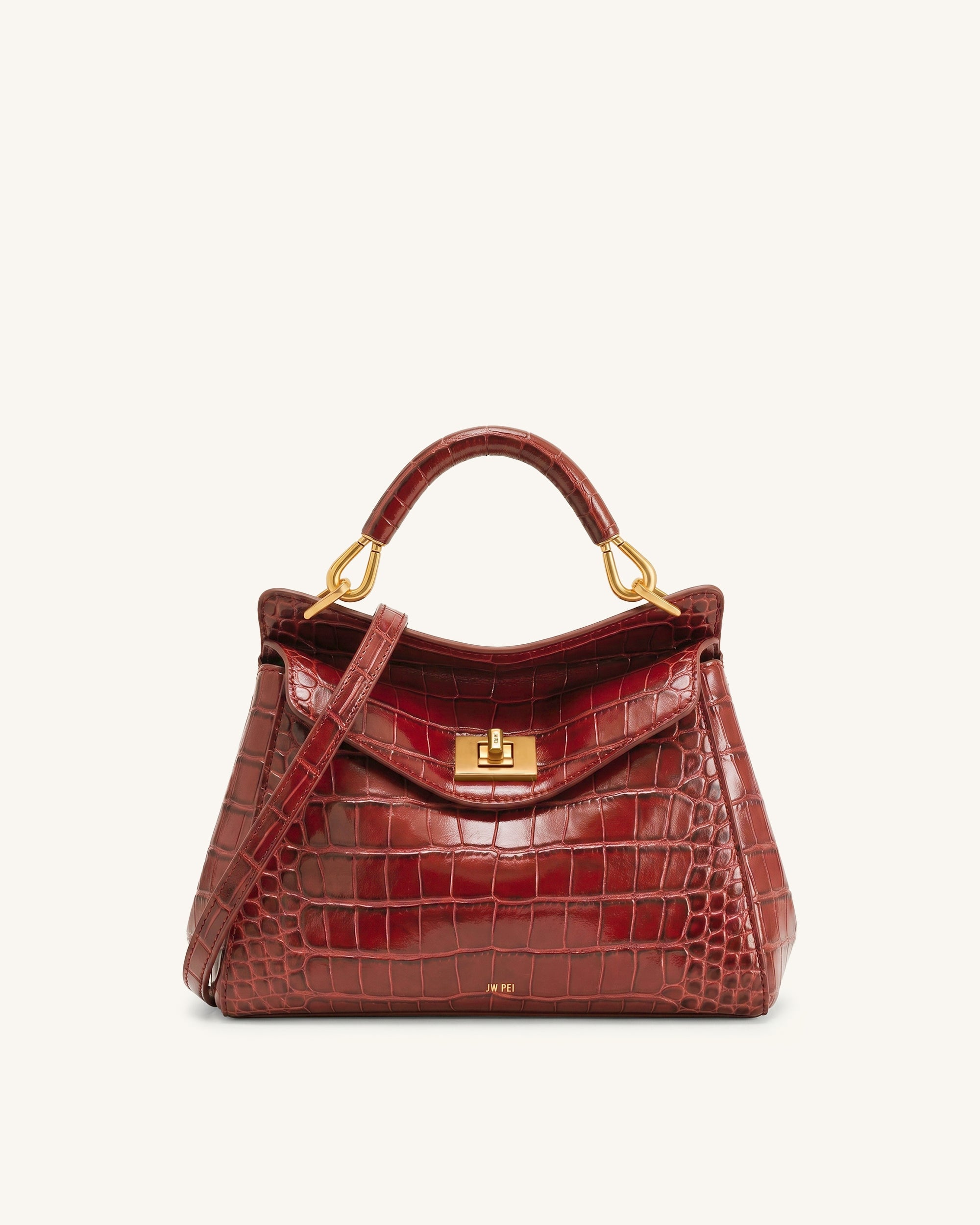 Lucia Classic Top Handle Bag - Burgundy Croc
