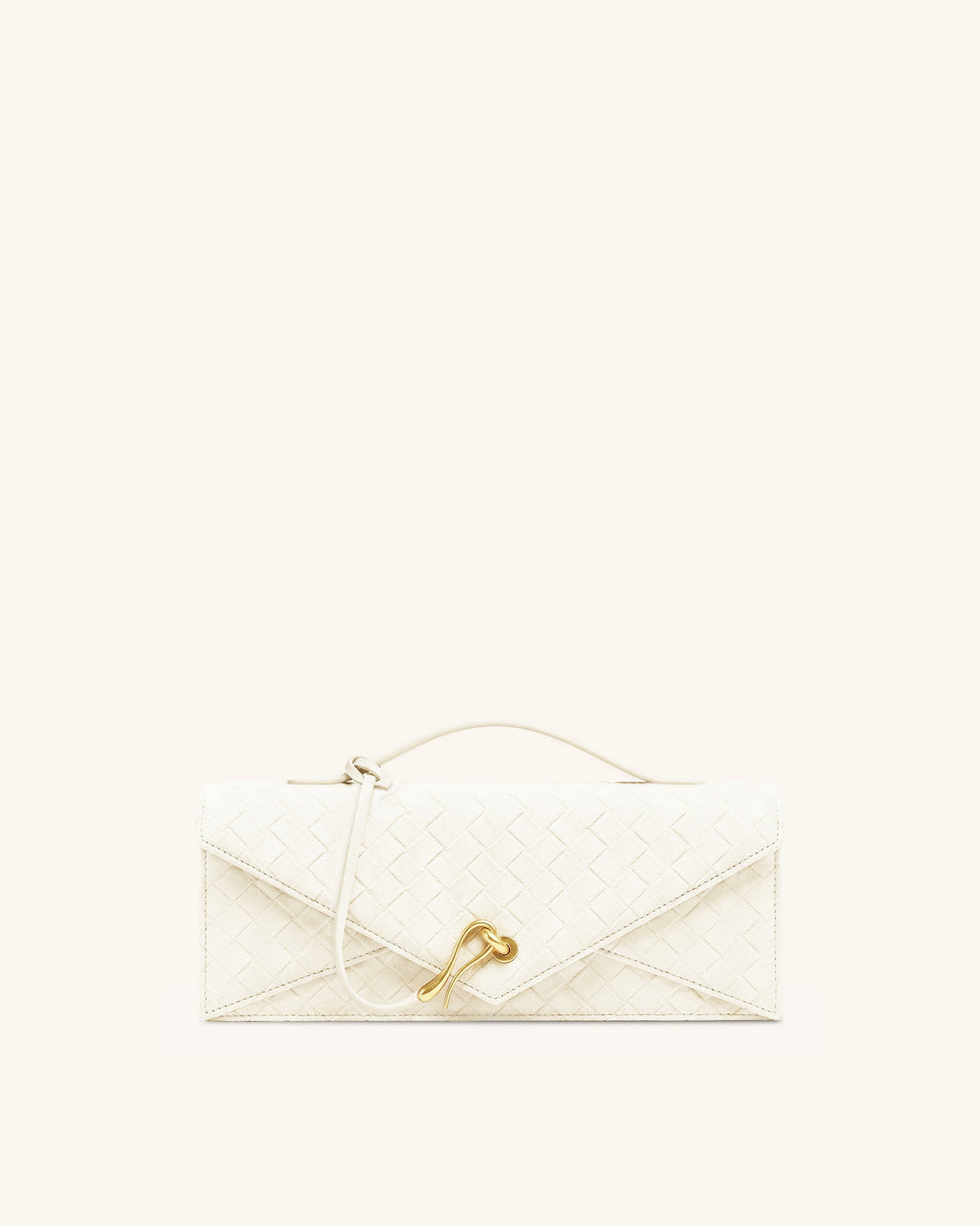 Celeste Faux Suede Woven Textured Envelope Top Handle Bag - White