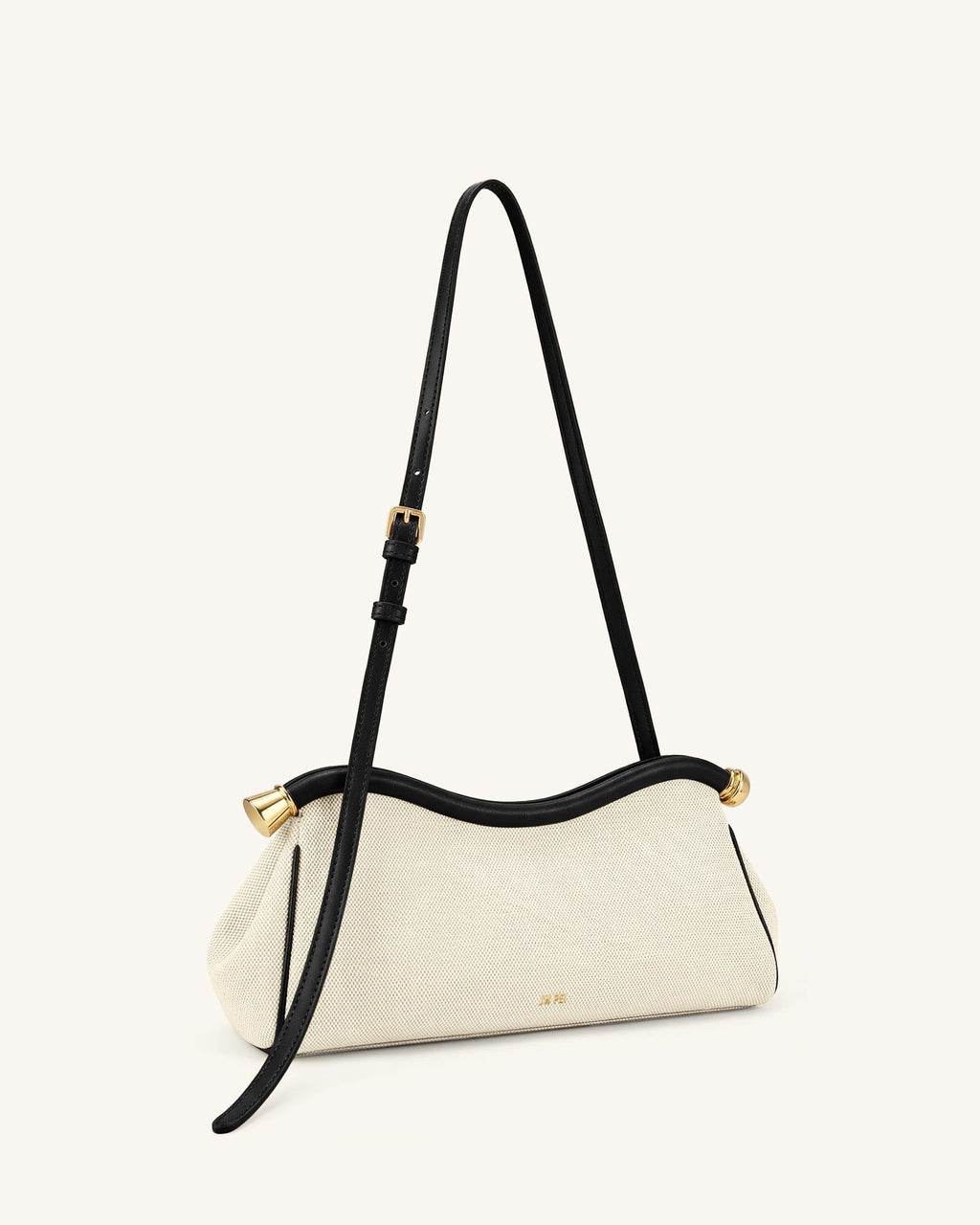 Naomi Curved Shoulder Bag - Black Canvas