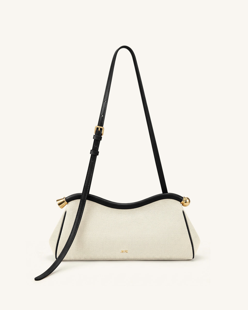 Naomi Curved Shoulder Bag - Black Canvas