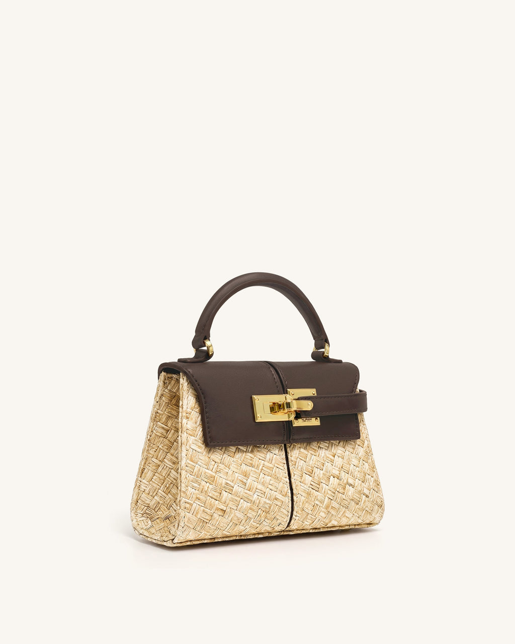 Elise Faux Straw Handbag - Brown