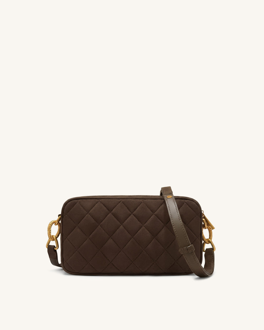 Riley Faux Suede Dachshund Quilted Shoulder Bag - Dark Brown