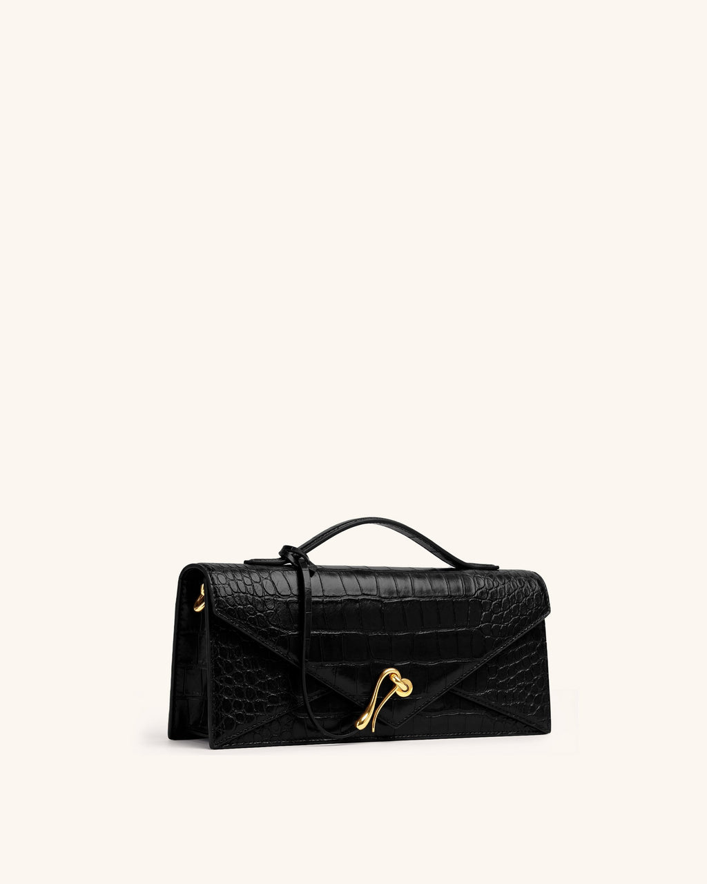 Celeste Envelope Top Handle Bag - Black Croc