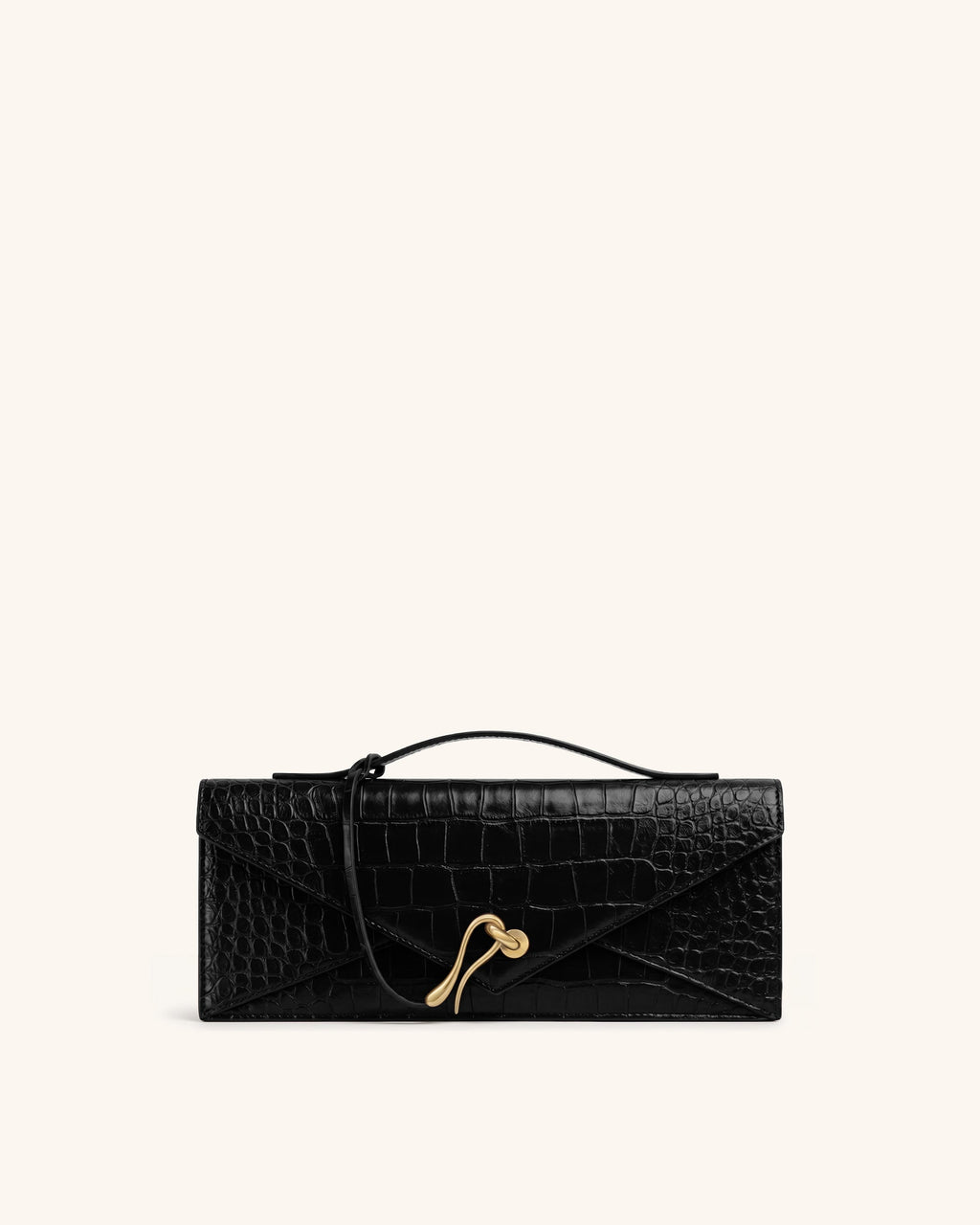 Celeste Envelope Top Handle Bag - Black Croc