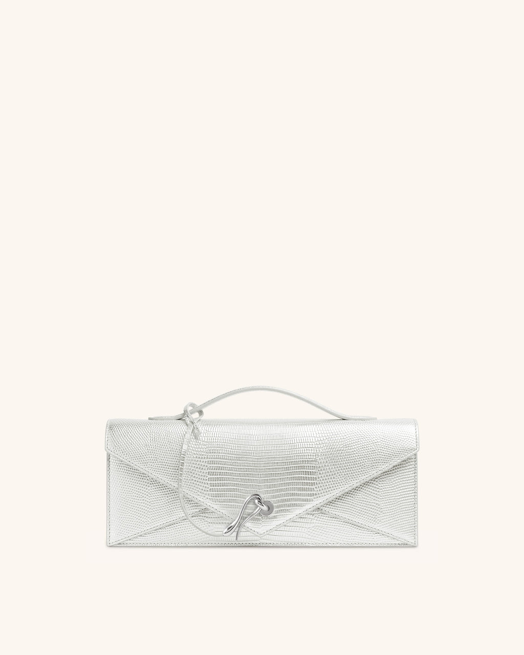Celeste Envelope Top Handle Bag - Silver Lizard Texture