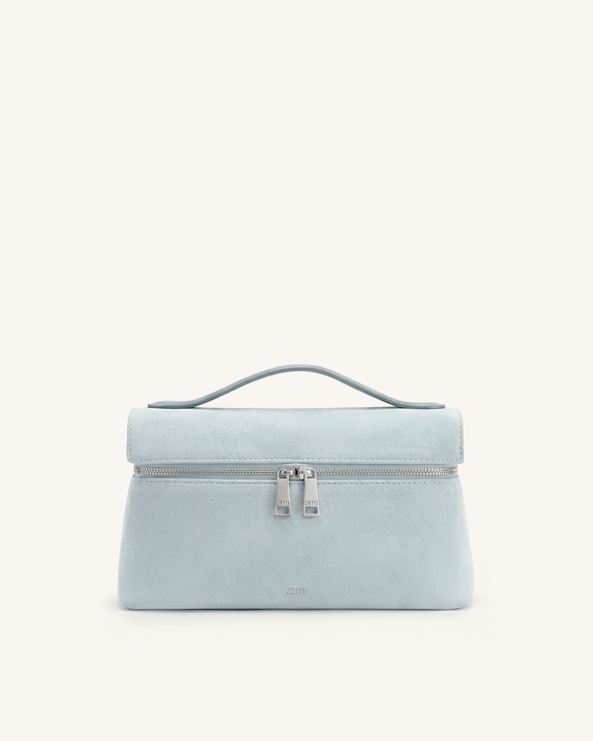Thea Faux Suede Top Handle Bag - Light Blue