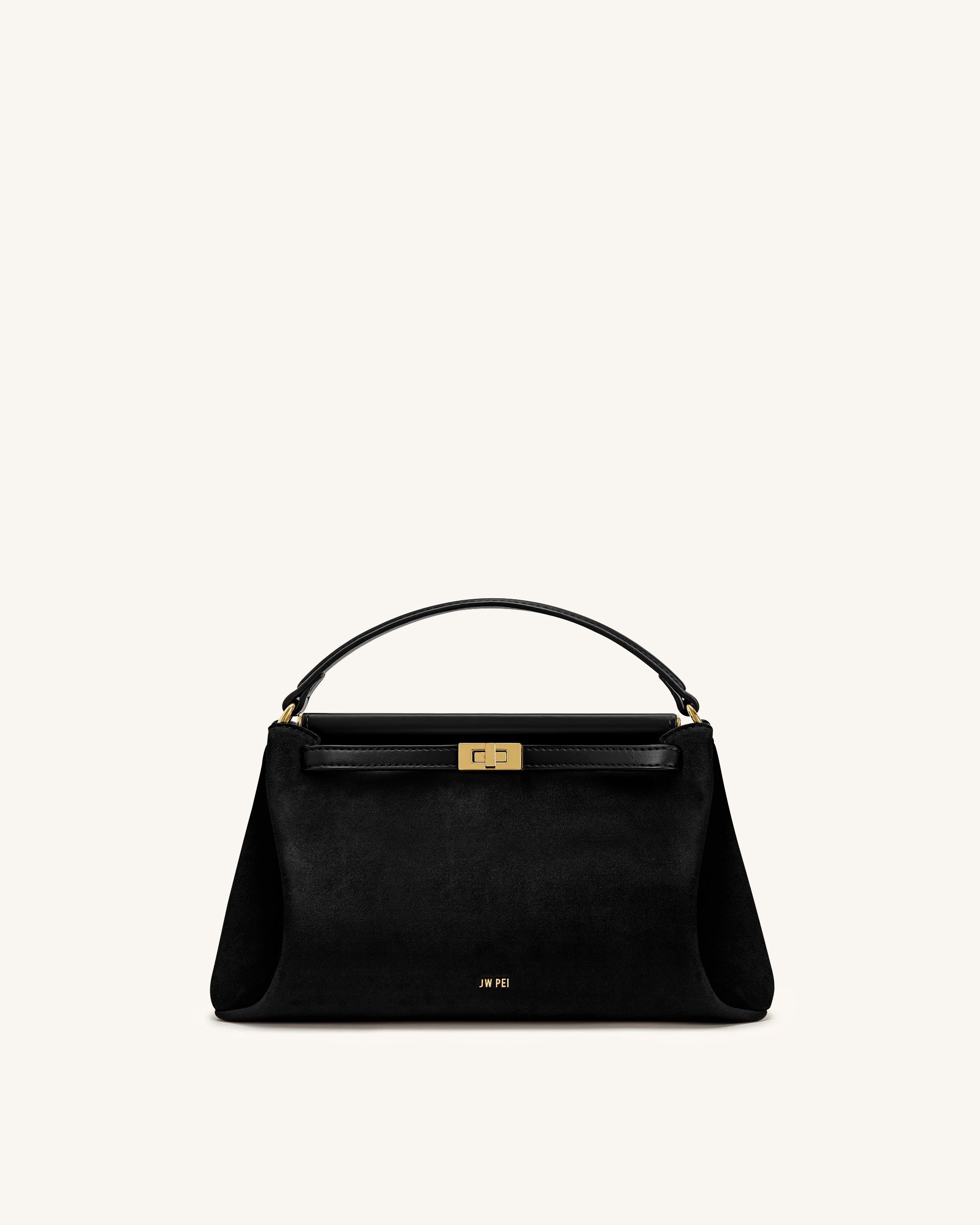 Carmen Faux Suede Top Handle Bag - Black