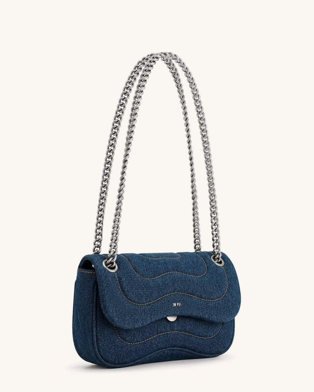 Tina Quilted Chain Crossbody - Blue Denim